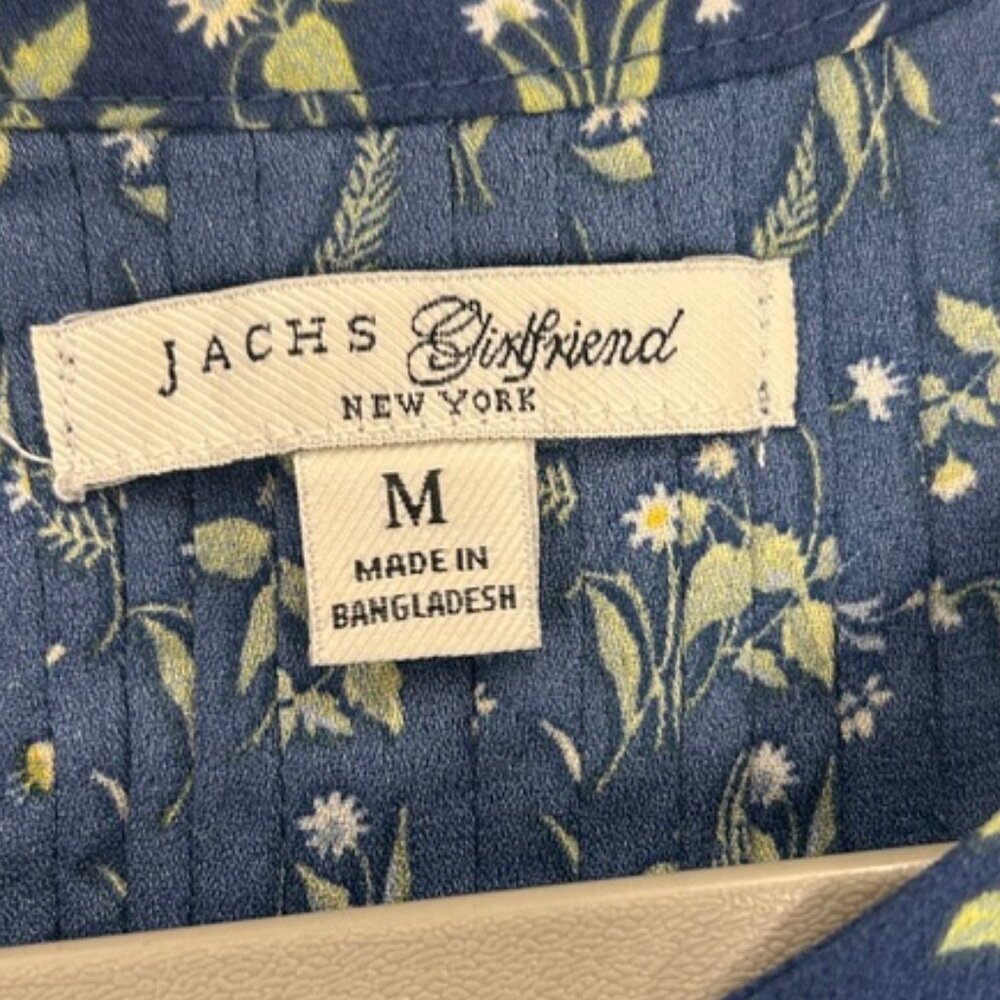 Jachs Girlfriend Blue Floral Boho‎ Peasant Top Medium - Picture 13 of 14